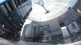 Empty Sony Center in Berlin during Corona lockdown